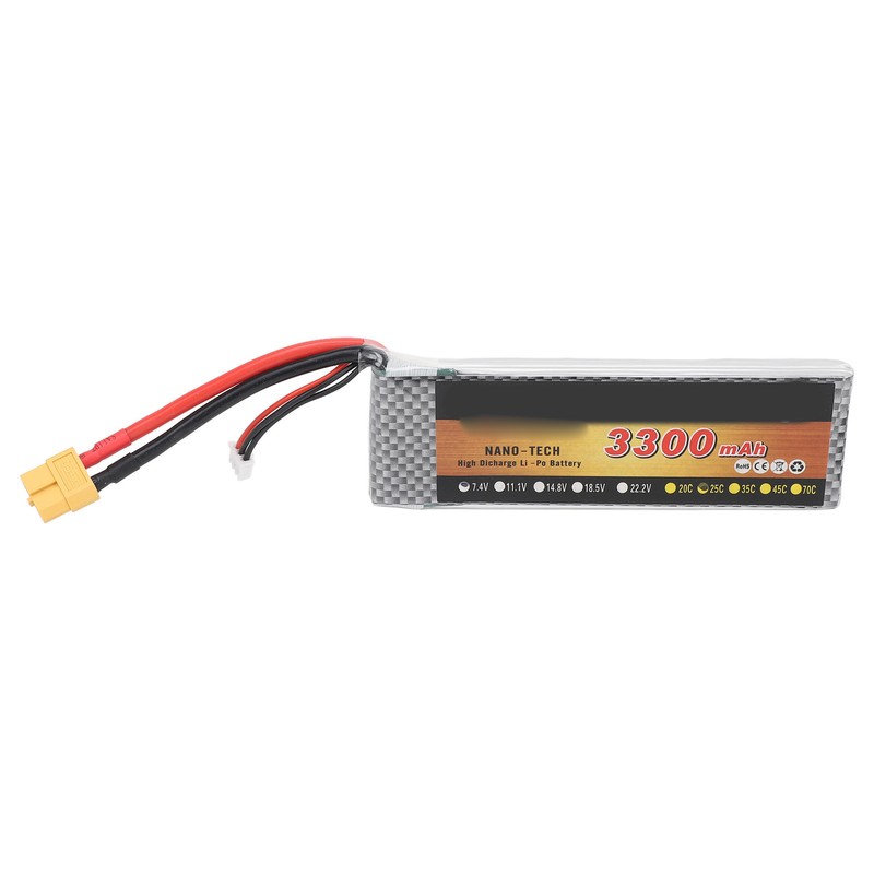 7.4V 3300mAh 25C XT60 RC Lithium Battery for 1/8 1/10