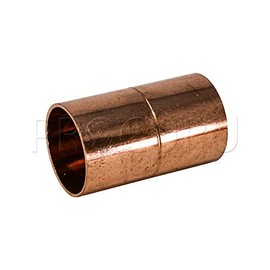 PROCURU 1-Pack 1-1/2 Inch Copper Coupling with Stop (Roll or Dimple), C x C Sweat Connection, Certified Safe (CWCR0150-1P)