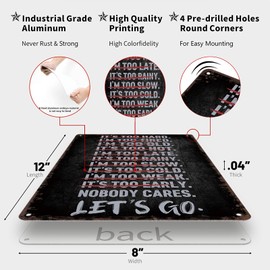Vintage Metal Sign Gym Nobody Cares Lets Go Poster Retro Tin Signs Funny Aluminum Sign For Man Cave, Garage, Living Roome, Cafe And Pub Decoration 8 X 12 Inch