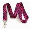 Hot Pink Zebra Animal Print Lanyard Key Chain Id Badge