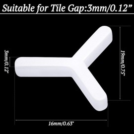 Pangda 1500 Pcs Tile Spacers Wall Floor Tile Plastic Y Type Spacers Tiling Tools 1/8 Inch White Hexagon Tile Spacers for Ceramic Tile Installation Positioning Clip Leveling System Construction