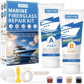 VIKEYTIM Marine Fiberglass Repair Kit (Color Match), 3.5oz/100g Gel Coat Color Match