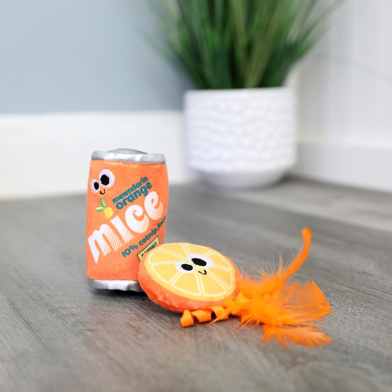 Mad Cat Orange Mice Soda Catnip + silvervine cat Toy