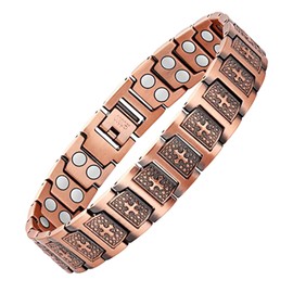 MagVIVACE Cross Jesus Religion Copper Bracelet for Men for Arthritis and Joint, Magnetic Therapy Bracelets with 3500 Gauss Effective Magnets, Men's Healthy Jewelry Gift
