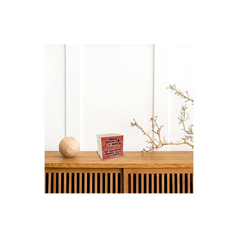 Wooden Money Box in Various Languages in Red Money Box