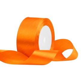 Orange Satin Ribbon, 1-1/2 Inches x 25 Yards Solid Fabric Ribbons for Gift Wrapping, Flower Bouquet, Crafts and Wedding Party Decoration