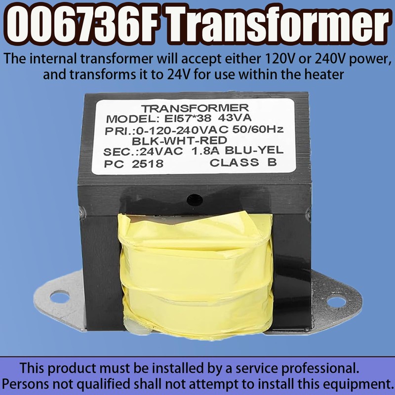 006736F Transformer Kit Compatible with Raypak 006736F Pool Heater Transformer(120/240V),