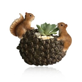 YRMLYMOP Animal Planter,Squirrel Succulent Pots Squirrel Planter Garden Home Desktop Decor Planter Flower Pot Small Animal Flower Pot Resin Planter for Home Office Desk Ornament