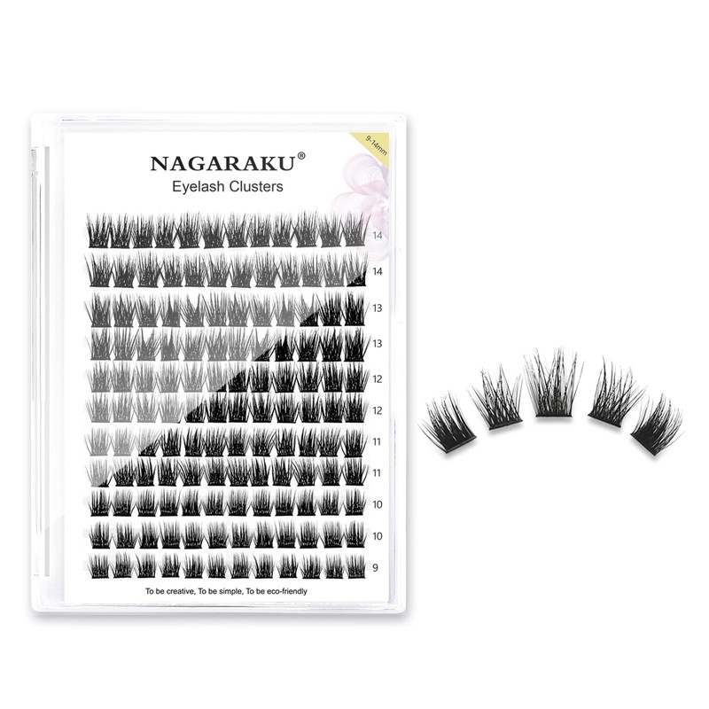 NAGARAKU DIY T50 Cluster Eyelash Extensions, Pack of 108, Wide