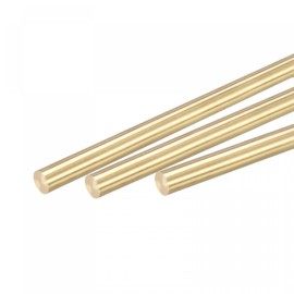 sourcing map Brass Rod, Solid Brass Round Rod, 6 mm Diameter, 300 mm Length, Rotary Bar for RC Model, DIY Crafts, Pack of 4