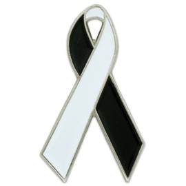 PinMart Equality Ribbon Lapel Pin – Black and White Enamel Awareness Badge for BLM Advocates – Wear on Clothes, Bags, or Lanyards to Promote Unity and Social Justice – 1 Piece