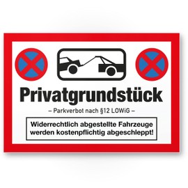 Komma Security Privatgrundstück - Parkverbot Sign 30 x 20 cm Sign Privatparkplatz freihalten - Parken verboten Parking Sign Against Falschparker - Note parked Vehicles