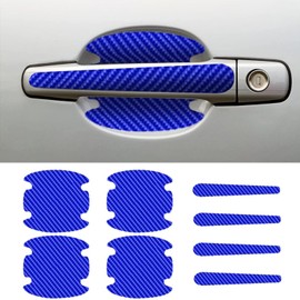 ZYSY 8PCS Car Door Handle Scratch Protectors, Carbon Fiber Car Door Handle Bowl Sticker, Universal Car Door Handle Paint Guard Cover, Door Handle Cup Protective Film for Cars (Blue)