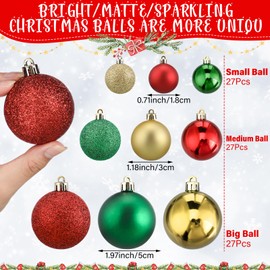 Jenaai 6 Feet Christmas Bulb Ball Garland with LED Lights Christmas Lighted Bulb Garland Ornament Xmas Tree Balls Decor Hanging Bulb Balls Decoration for Christmas Tree Fireplace (Red, Gold, Green)