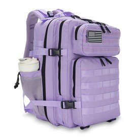 Lovelinks21 45L Tactical Assault Backpack 3 Day Assault Pack with MOLLE Waterproof Rucksack for Tactical Backpacks (Light Purple)