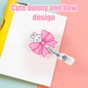 Pink Bow ID Card Holder, Pink, Cute Retractable Badge Holder