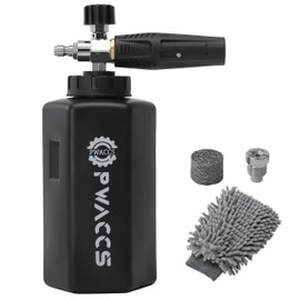 PWACCS Foam Cannon for Pressure Washer, Adjustable Car Wash Foam Cannon, Big Mouth Snow Foam Lance with 1/4" Quick Connect, Thick Foam Power Wash Foam Blaster 1.5 L, Additional Orifice Nozzle 1.1mm