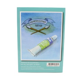 Colouring Pad A4, 20 Sheets for Acrylic Paints, Pad with Textured Paper 300 g/m², Natural White and Matt, Acid Free