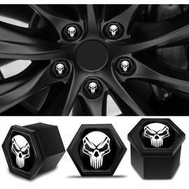 SkinoEu 20 pcs x Car Wheel Lug Nut Covers Bolts Caps Universal 17mm with Removal Tool Skull Black White NC 7