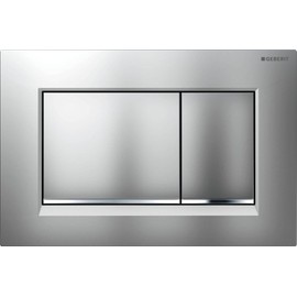 Geberit Sigma 30 (2 flushes, Front Actuation, Plate + Buttons matt Chrome, Stripes) 115883JQ1, 24.6 x 16.4 x 1.2 cm