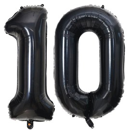 40 Inch Black 10 Number Balloons Giant 10 Balloons Black Birthday Balloons 10th Birthday Anniversary Events Party Decorations Supplies