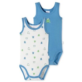 Schiesser Unisex Baby 2 Pack Wrap Bodysuit Sleeveless with Buttons - 100% Organic Cotton - Size 56 to 104, Assorted 2_181000