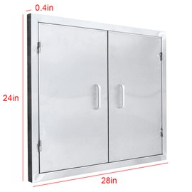 Stainless Steel Double Access Door BBQ Double Door Flush Mount Outdoor Kitchen Door Storage Cabinet Door for Outdoor Kitchen Grilling Station