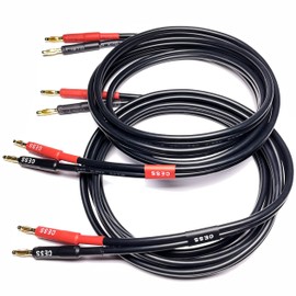 CESS-037-6f Banana Plug Male to Male Speaker Cable 12 Gauge 680 Strand Count Silicone Soft Wire, 2 Cables (6 FEET)