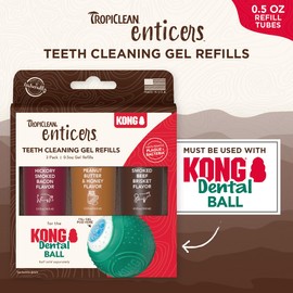 TropiClean Enticers Teeth Cleaning Gel for Kong Dental Ball | Refill Dental Gel | 3 Count Variety Pack | .5 oz Each