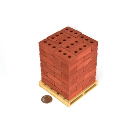 Acacia Grove Mini Red Bricks with Pallet, 1/6 Scale (64 Pack)