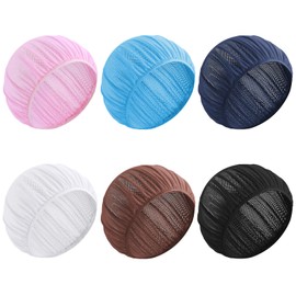 Dimeho 4 Pcs Mesh Sleep Bonnets Night Sleep Cap Hair Net for Sleeping Wig Cap Sleep Caps for Women(Pink/Black (US, Alpha (Alpha), One Size, Pink/White/Light Blue/Navy/Coffee/Black)