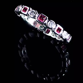 Eternity GEOMETRIC RUBY RED/ CLEAR CZ ETERNITY BAND TOE RING_SIZE-3__9