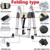 12.5FT Aluminum Telescopic A-Frame Extension Ladder 2-in-1 Portable Collapsible Ladder