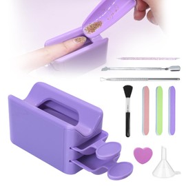 Annickee Dip Powder Tray, Dip Powder Nail Kit, Nail Powder Dip Kit Starter Set, Metal Cuticle Pusher and Nail File, Nail Powder Recycling Tray System for French Manicure and Home DIY, Nail Art Brush