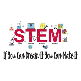 Dream Make It Stem Science Technology Engineering Math Test Tube Lab Study Experiments Atoms Microscope Scienctist Algebra Geometry Holiday Decorating Wall Decal Sticker - Size: 10 in X 5 in