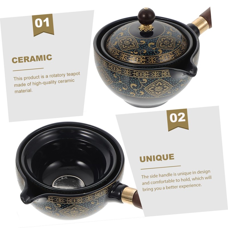 Ciieeo 1 Set Portable Ceramic Teapot Set with Side Handle