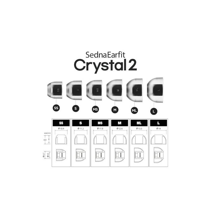 AZLA SednaEarfit Crystal 2 Standard [Ear Piece M/ML/L Size Each