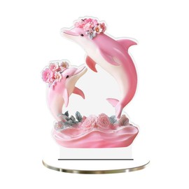 Dolphin Decor Ocean Theme Acrylic Flat Ornaments Tabletop Decorations for Living Room Home Office - Color: Style 3