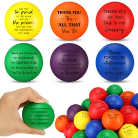 Hiboom 60 Pcs Thank You Stress Balls Round Motivational Stress Balls Appreciation Gift Squeeze Balls for Stress Relief Colorful Anxiety Fidget Foam Balls for Teens Employee Adults Kids Teacher