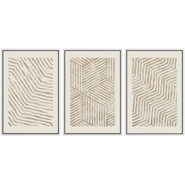 SIGNLEADER Framed Canvas Print Wall Art Set 3D Geometric Pattern Wave Collage Abstract Shapes Illustrations Modern Art Decorative Contemporary for Living Room, Bedroom, Office - 16"x24"x3 WHITE