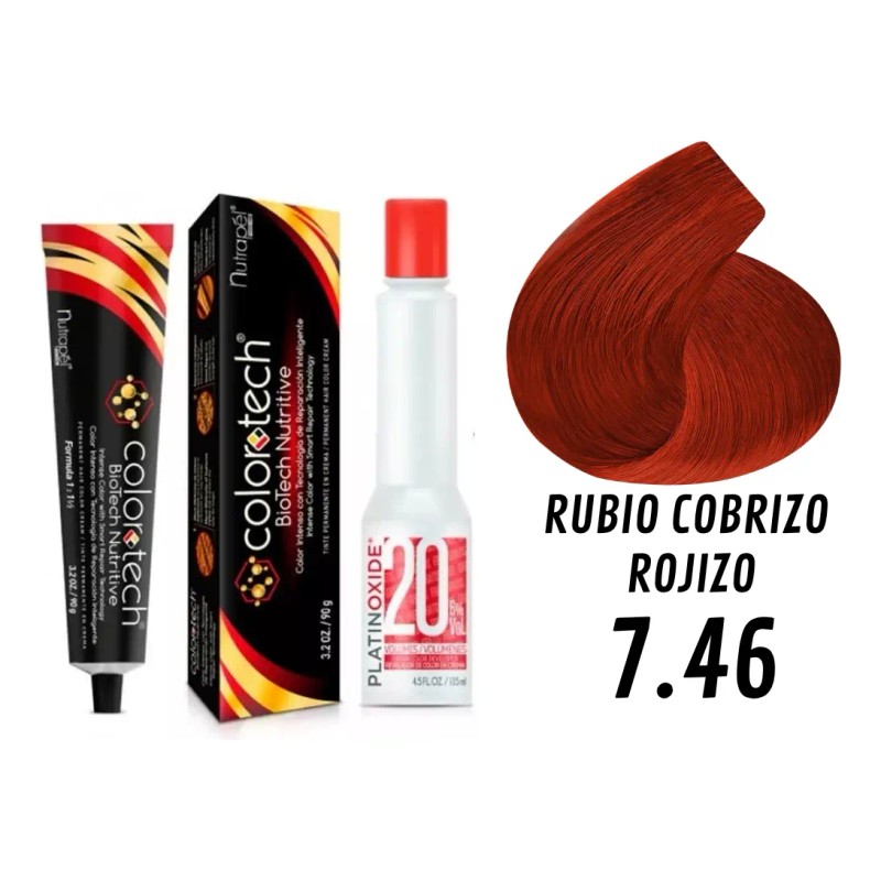Tinte Cobrizo Colortech + Peróxido 20 Vol.