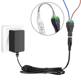 12V 2A Power Supply Adapter, 1.8M 6FT Adapter Power Cord DC Transformer with 5.5mm x 2.1mm Tips for LED Strip Light Security Camera CCTV Camera DVR NVR, 12V 2A 24W Adapter Charger Replacement