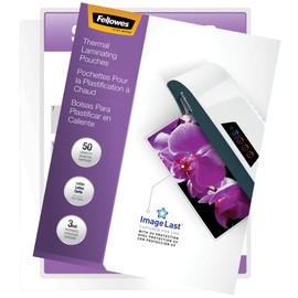 Fellowes Thermal Laminating Pouches, ImageLast, Jam Free, Letter Size, 3 Mil, 50 Pack (52225)