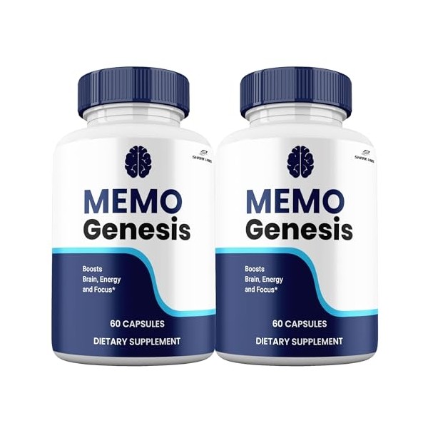 (2 Pack) MemoGenesis Capsules, Maximum Potency Brain and Focus Supplement,