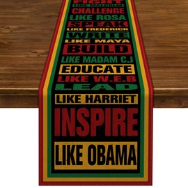 Nepnuser Juneteenth Table Runner Black History Month Kwanzaa African American Party Decoration Home Dining Room Kitchen Decor 72Inches Long