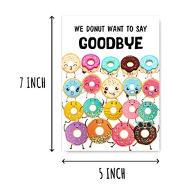 NSLDesigns We Donut Want To Say Goodbye Card - Goodbye Card - Leaving Card For Him Her - New Adventures Card - Cute Farewell Card, 5 x 7 inches