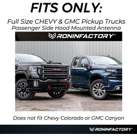 RONIN FACTORY Bullet Antenna Chevy Silverado & GMC Sierra Trucks - 50 Cal Truck Antenna Accessories - Anti Theft - Carwash Safe - Short Replacement Antenna