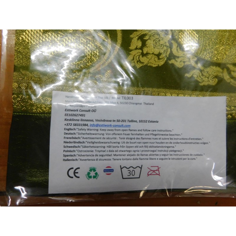 Table Runner Elephant Tablecloth Tablerunner Elegant Thai Silk (green)