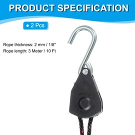 PATIKIL 4 Pcs Kayak Rope Tie Down Straps, 1/8" x 10 ft Heavy Kayak Rope Strap Canoe Bow and Stern Tie Downs Strap Adjustable Hanger Ratchet Transport Accessories