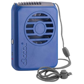 O2COOL Personal Travel Rechargeable Battery Powered Neck Cooling Fan, Single Pack (Dark Blue)